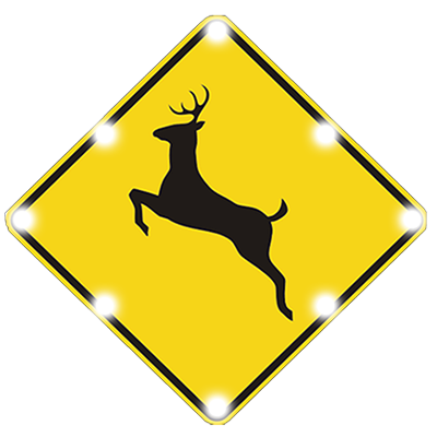 Solar Powered Flashing LED Deer Crossing Warning Sign